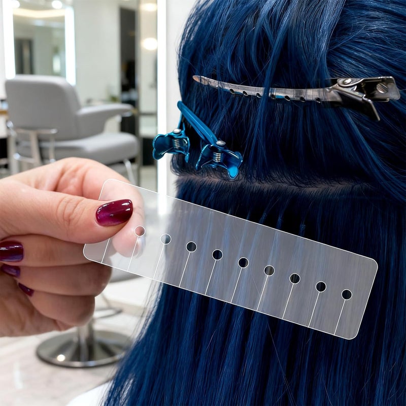 Macuezu 10 Pcs Heat Shield Guards for Hair Extension with Latch Hook Crochet Needles, Multi Hole Shield Spacers Fusion Glue Protector Templates Pulling Needle for Hair Extensions - Image 5